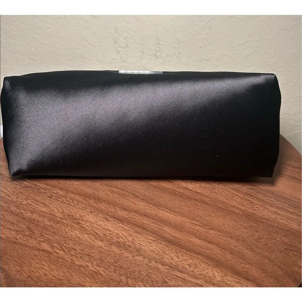 Kate Spade Anya Chain Strap Satin Shoulder Bag Black Gold Evening Glam Date NWT